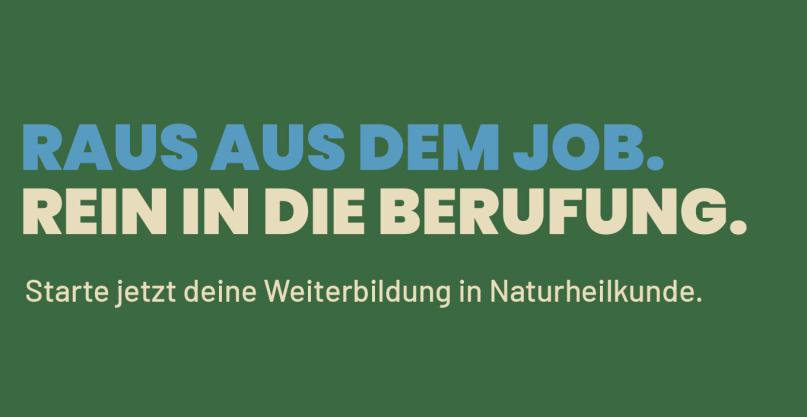 Bild mit Text: Raus aus dem Job. Rein in die Berufung.