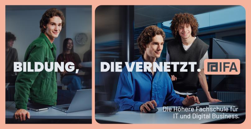 Kampagnensujet mit Text: Bildung, die vernetzt. IFA