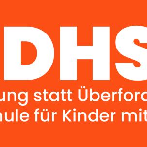 Bild mit Text: ADHS? Förderung statt Überforderung. Die Schule für Kinder mit ADHS.